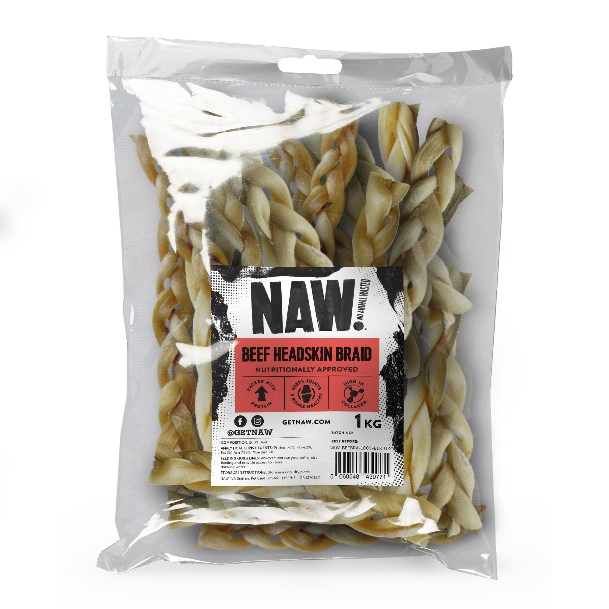 Beef Braided Head Skin (1kg)