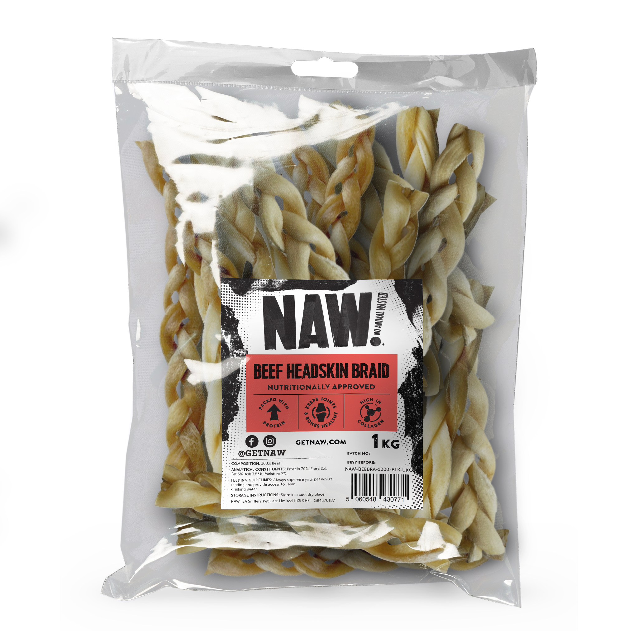 Beef Braided Head Skin (1kg)